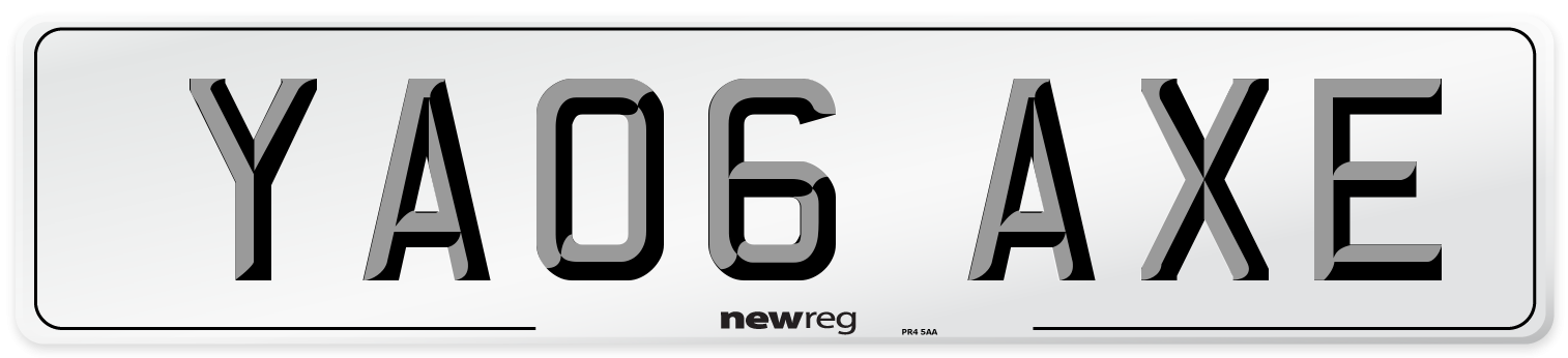 YA06 AXE Number Plate from New Reg